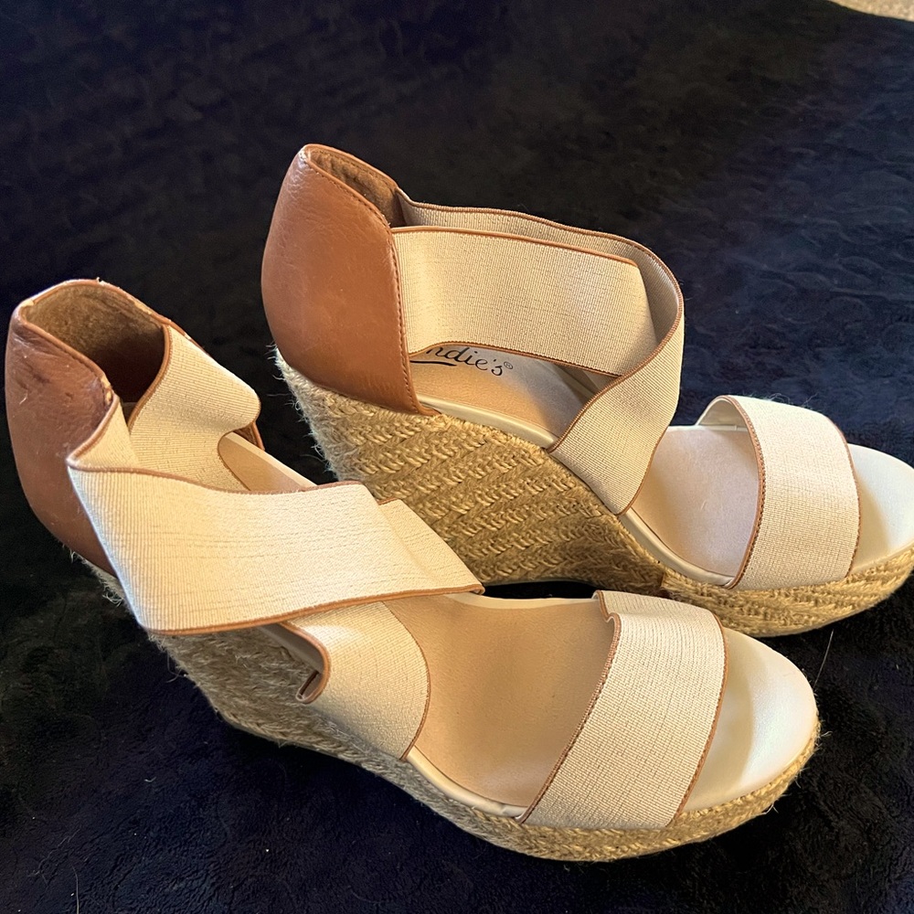 Candies Tan Wedge Heels, 9.5